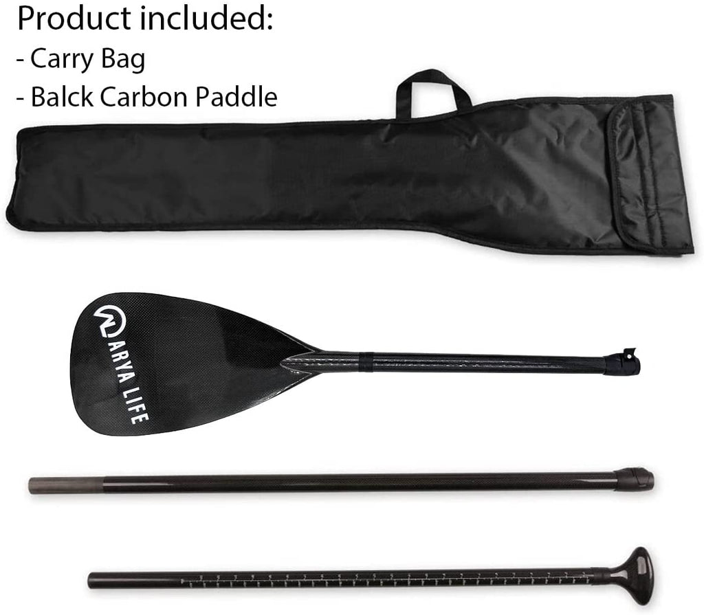 Arya Life 3-teiliges Stand-Up Paddle Board Paddel, SUP Paddel mit Fiberglas-Blatt, verstellbarer Carbonfaser-Schaft, 178-218 cm, schwarz