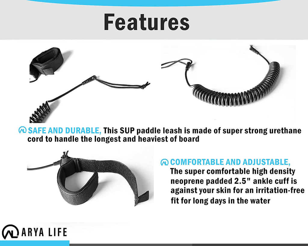 10 Fuß gewickelte SUP-Leash Fußfessel – Gelb