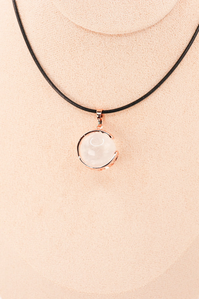 Pendentif | Sphère de Lune en Cristal de roche